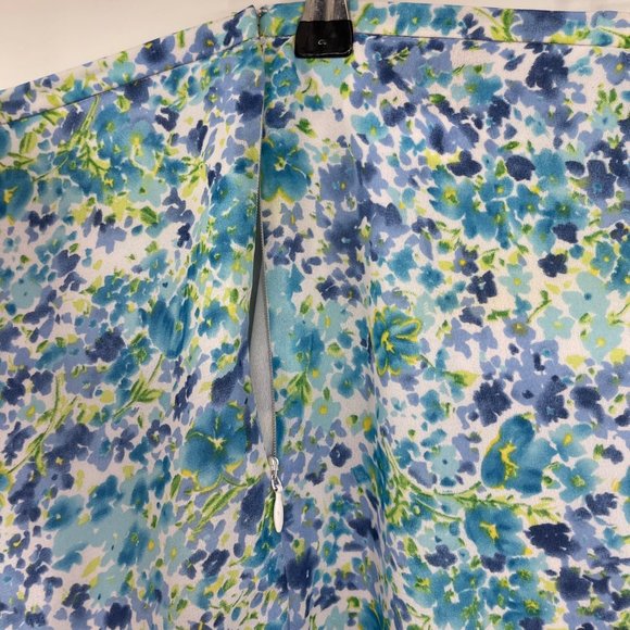 Joan Leslie Skirt Set 22W Blue White Button Down Blouse Floral Vintage - Picture 14 of 16